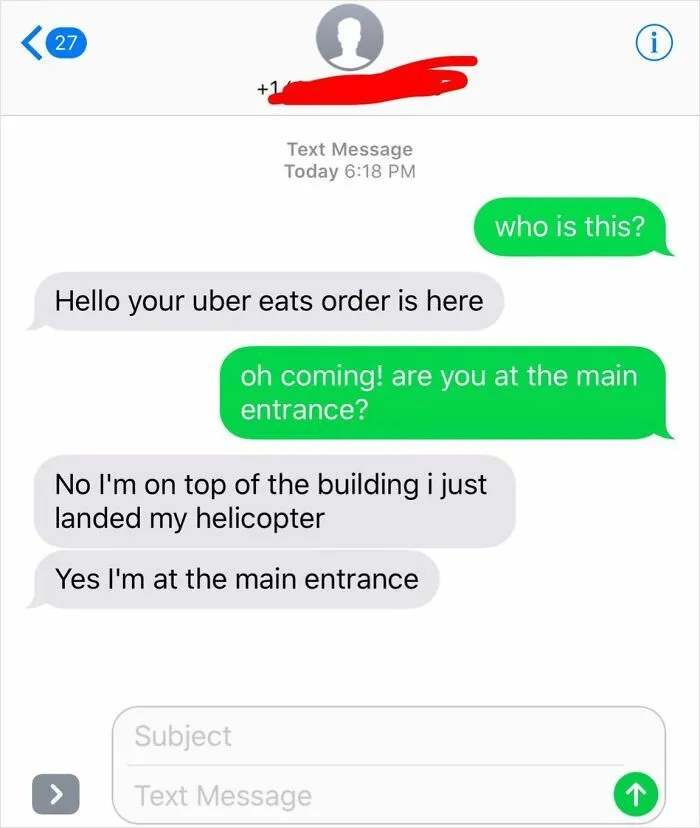 My Uber Eats Delivery Driver Decided To Be Smart 
