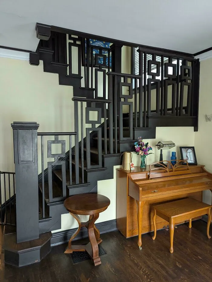Staircase In My 1895 Prairie Style. First Thing You See Walking In The Front Door And It's Been Love Since First Sight!