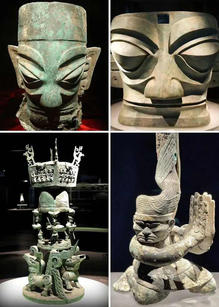 An Archaeological Site Unearthed In 1986 In China Revealed Giant Bronze Statues From A Lost Chinese Civilization Called Sanxingdui (Estimated To Be 3,000 Years Old)