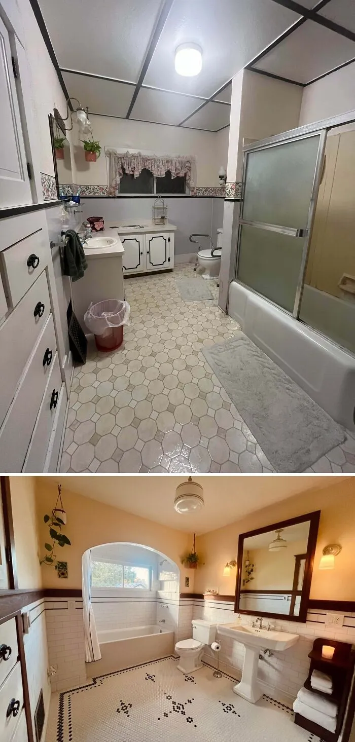 Bathroom Before And After Renovation In Our 1925 Craftsman
