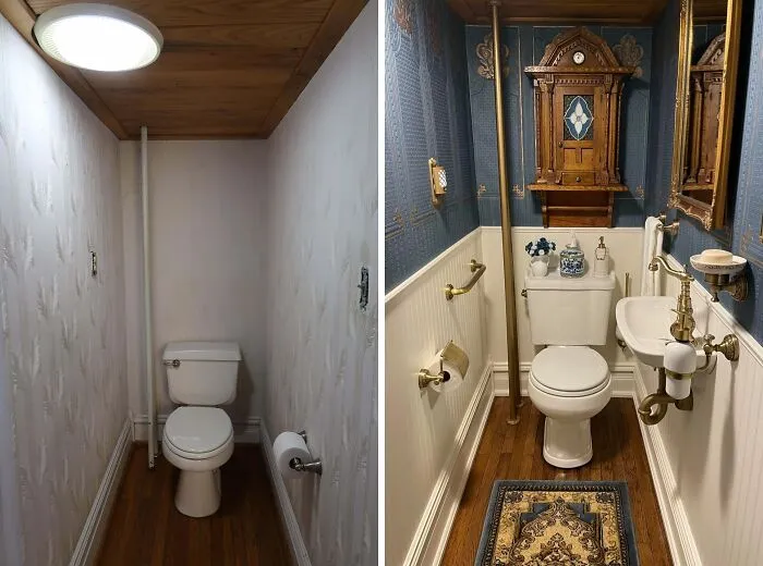 This Is My Powder Room (Water Closet) Remodel. I Thought It Was Going To Be An Easy Job But This 3' X 5' Area Took Me About 8 Weeks To Complete. 1900 Victorian-Era Home