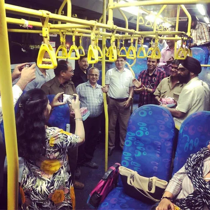 My Father Has Been Taking The Same Bus To Work And Back For The Last 5 Years. Today, All The Regular Commuters Gave A Farewell To The Bus Conductor On His Last Working Day