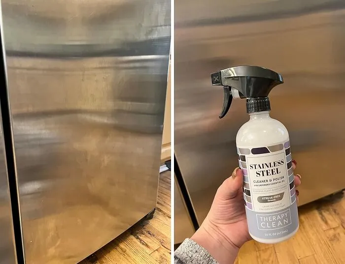 The Jackson Pollock-Esque Masterpiece Of Fingerprints Currently Decorating Your Refrigerator Can Be Completely Wiped From History With A Good <a Style="Display:inline;" Href="Https://Www.amazon.com/Therapy-Stainless-Steel-Cleaner-Kit/Dp/B01jzx6k1u?ie=utf8&th=1&linkcode=ll1&tag=bpraccoon-20&linkid=5d9cb3f1ca33c9a21639246073585130&language=en_us&ref_=as_li_ss_tl" Target="_blank">   <span Style="Font: Inherit; Color: #d74b1f;"> Stainless Steel Cleaner </Span>