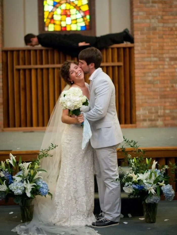 My Friend's Brother's Wedding Photo... With Their Pastor In The Background