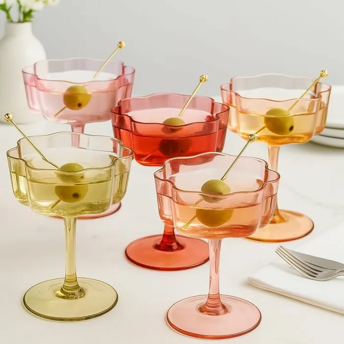 Your Homemade Cocktails Are About To Look So Chic And Expensive You'll Be Tempted To Charge Yourself $18 For Them With These <a Style="Display:inline;" Href="Https://Www.amazon.com/Dp/B0cz7jjwly?asc_item-ID=amzn1.ideas.9ibtqexn9yee&th=1&linkcode=ll1&tag=bpbobcat-20&linkid=a33372e06bf7b0d478e9460c3ac0c7d7&language=en_us&ref_=as_li_ss_tl" Target="_blank">  <span Style="Font: Inherit; Color: #d74b1f;"> Colorful Vintage Martini Glasses </Span>