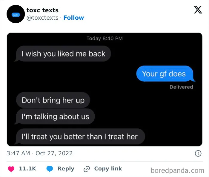 Screenshot of a toxic text conversation with funny and sarcastic messages exchanged between two people.