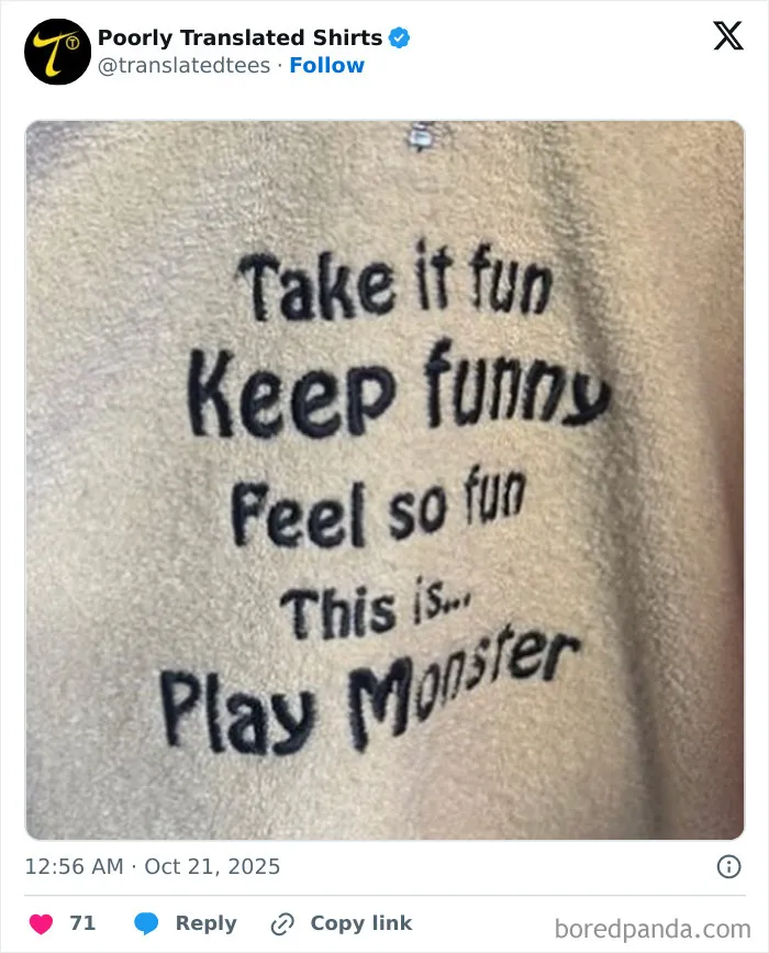 40 Times T-Shirt Designs Had Such Hilarious English Phrases, The Designer Definitely Got “Lost In Translation" (New Pics)