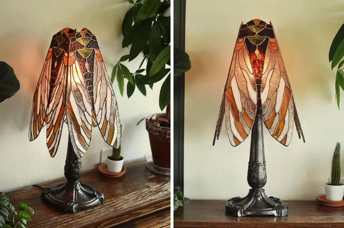 Stained Glass Cicada Lamp By Artist Cady Poorman