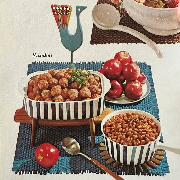 Swedish Meatballs And Brown Beans From “Better Homes And Gardens Meals With A Foreign Flair”, 1963