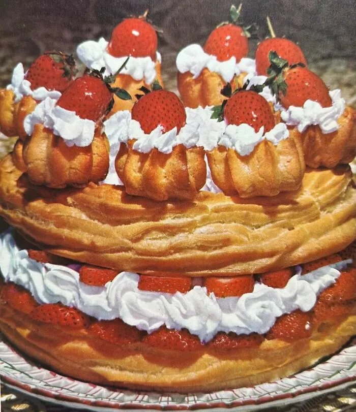Strawberry Cream Puff Cake From “Family Circle Illustrated Library Of Cooking, Vol. 11”, 1972