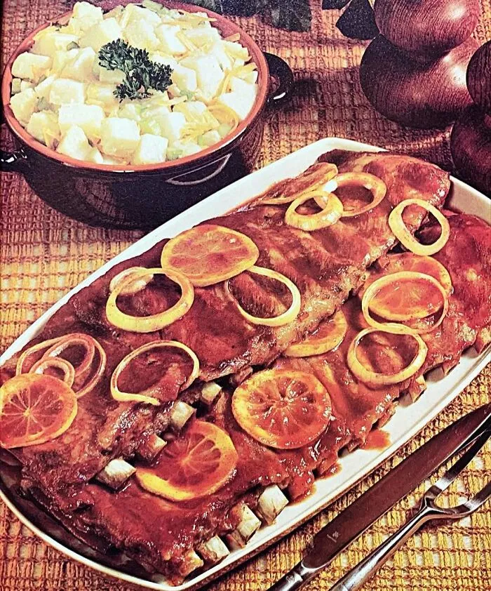 Oven-Barbecued Ribs From “Better Homes And Gardens Make-Ahead Cook Book”, 1971