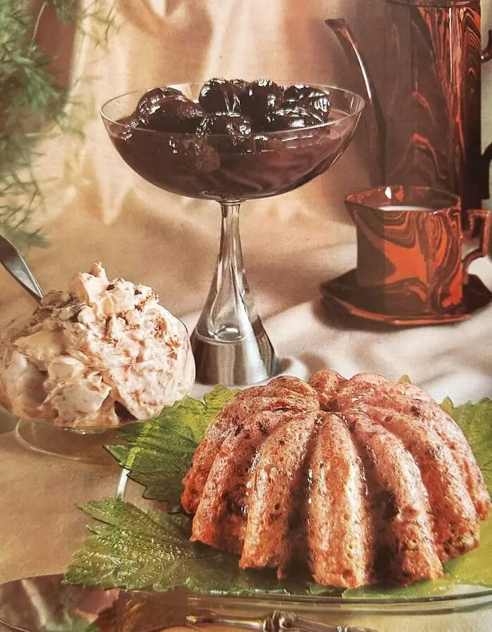 Prune-Pineapple Dessert, California Prunes In Claret, And Prune Whip From “Women’s Day Encyclopedia Of Cooking Vol. 9”, 1966