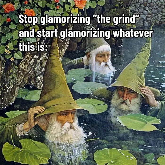 Whimsical meme with old wizards in water, offering entertaining posts and memes to fight boredom and sadness.