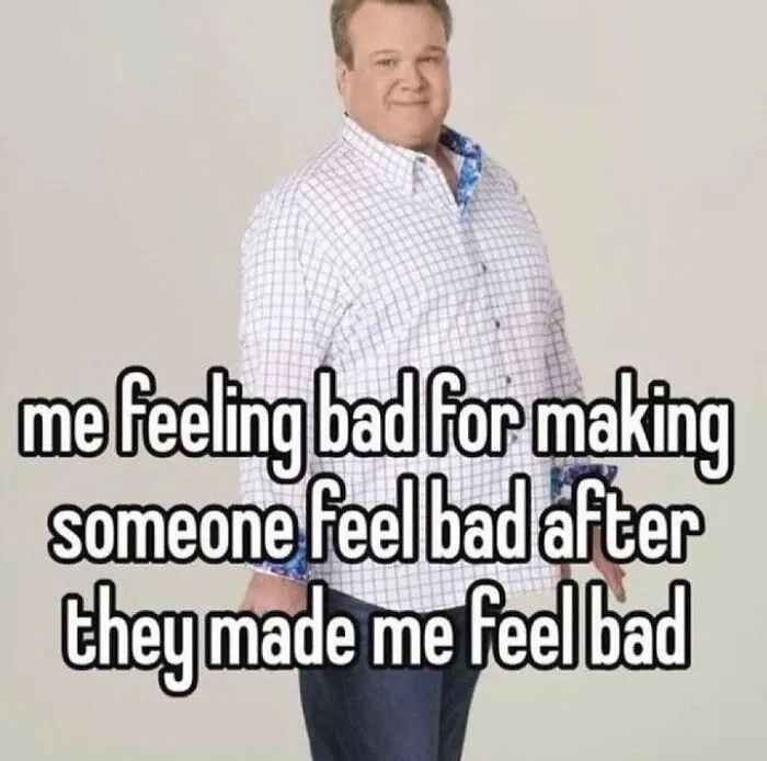 Man in checkered shirt illustrating a relatable meme about feeling bad, part of entertaining posts to fight boredom and sadness.