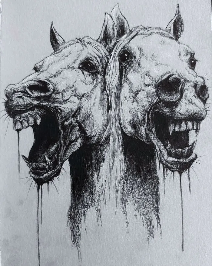 This Las Vegas Artist Blends Horror And Beauty In These Emotional, Unsettling Drawings (35 Pics)