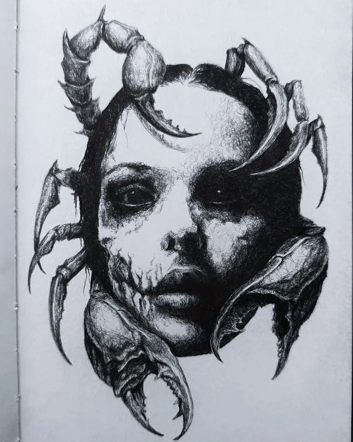 This Las Vegas Artist Blends Horror And Beauty In These Emotional, Unsettling Drawings (35 Pics)