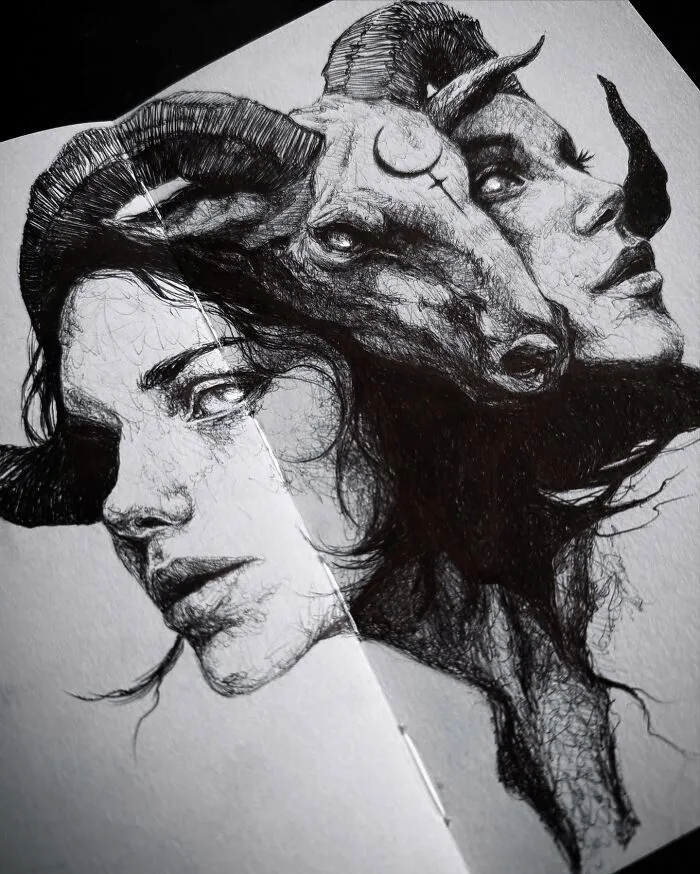This Las Vegas Artist Blends Horror And Beauty In These Emotional, Unsettling Drawings (35 Pics)