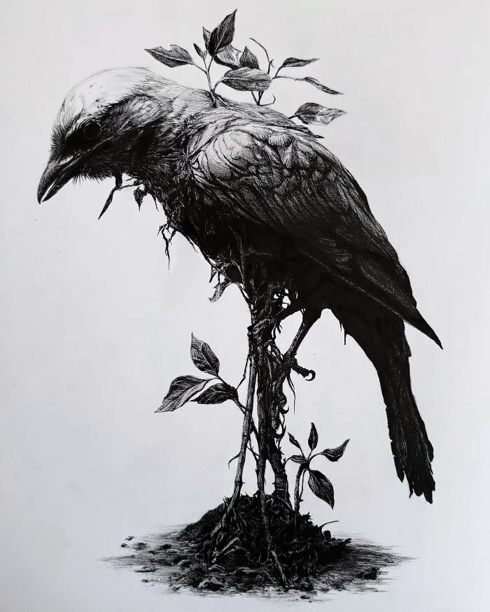This Las Vegas Artist Blends Horror And Beauty In These Emotional, Unsettling Drawings (35 Pics)
