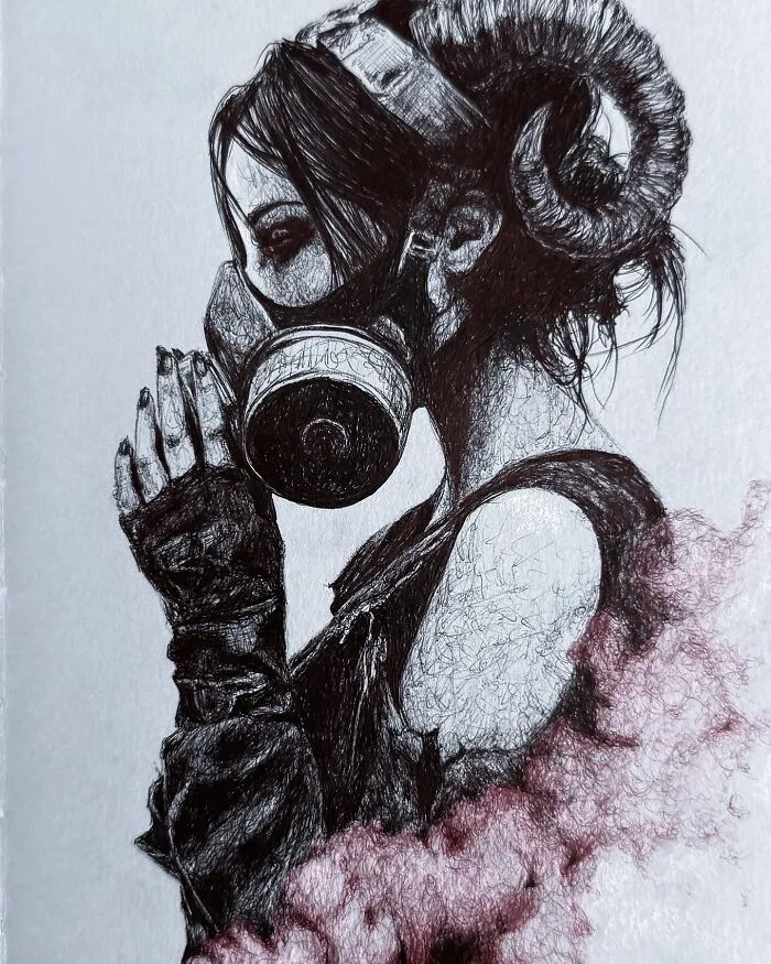 This Las Vegas Artist Blends Horror And Beauty In These Emotional, Unsettling Drawings (35 Pics)
