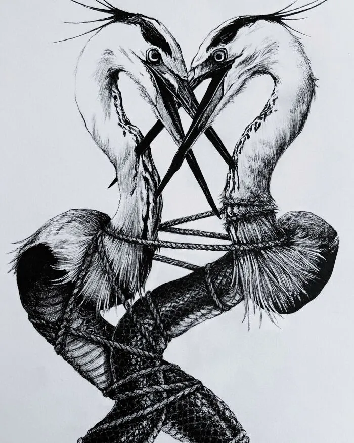 This Las Vegas Artist Blends Horror And Beauty In These Emotional, Unsettling Drawings (35 Pics)
