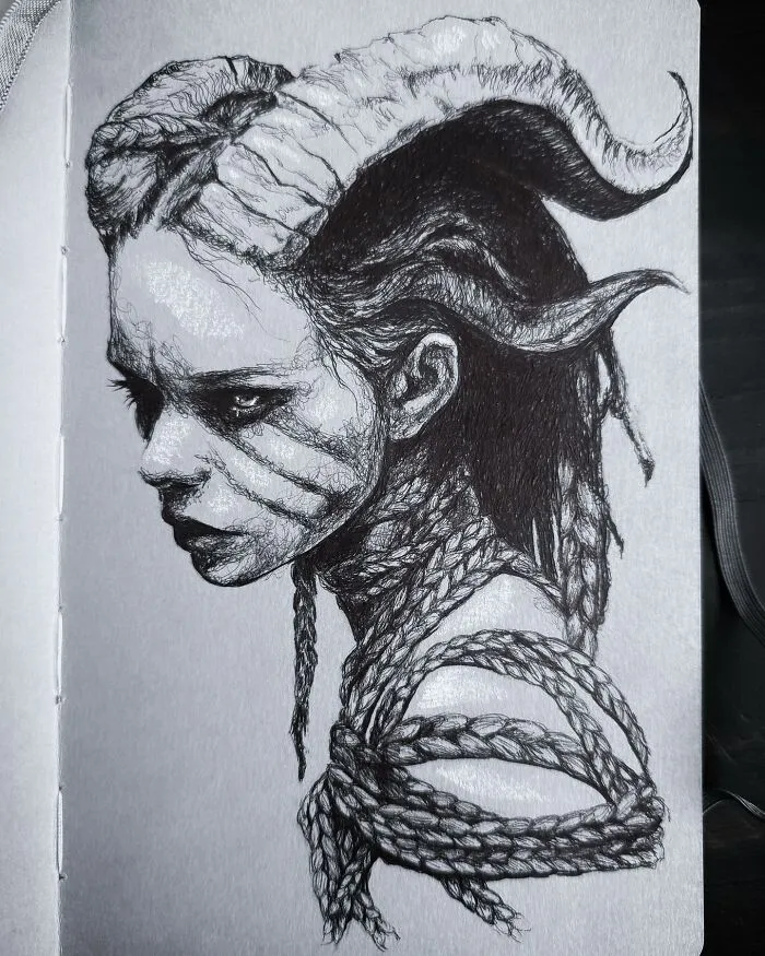 This Las Vegas Artist Blends Horror And Beauty In These Emotional, Unsettling Drawings (35 Pics)