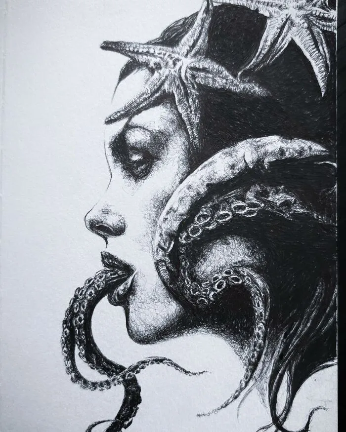 This Las Vegas Artist Blends Horror And Beauty In These Emotional, Unsettling Drawings (35 Pics)