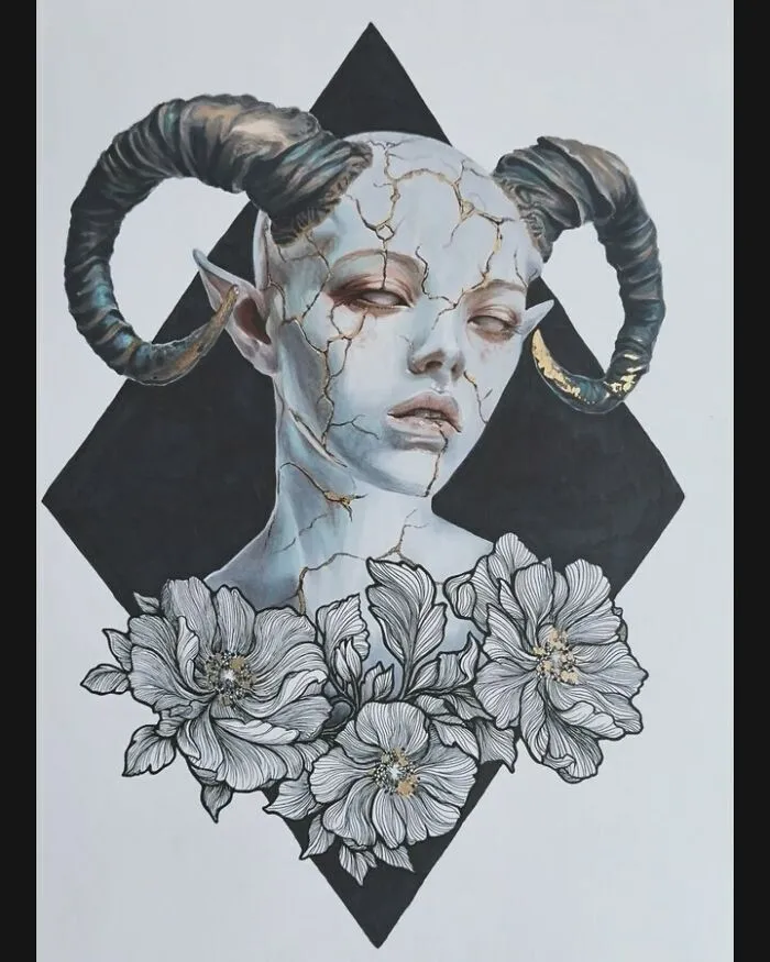This Las Vegas Artist Blends Horror And Beauty In These Emotional, Unsettling Drawings (35 Pics)
