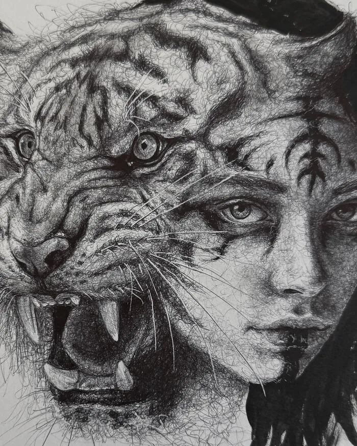 This Las Vegas Artist Blends Horror And Beauty In These Emotional, Unsettling Drawings (35 Pics)