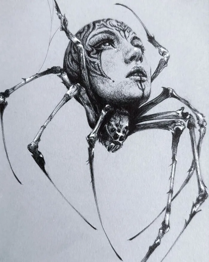 This Las Vegas Artist Blends Horror And Beauty In These Emotional, Unsettling Drawings (35 Pics)