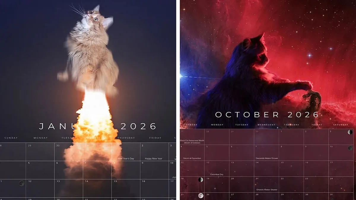 Meet Gregory, The Rescue Cat Who Now Stars In His Owner’s Space Photography Calendar (12 Pics)