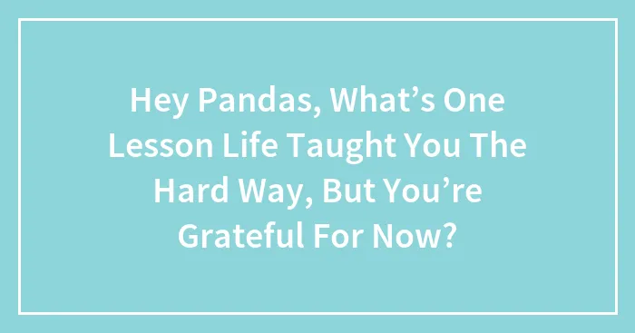 Hey Pandas, What’s One Lesson Life Taught You The Hard Way, But You’re Grateful For Now? (Closed)