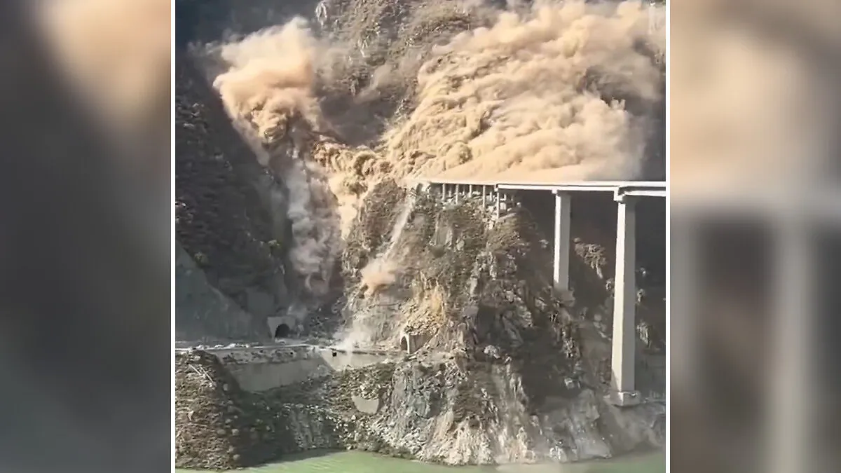 Horrific Video Shows China's Ambitious Bridge Collapsing Into Dust Just Months After Opening