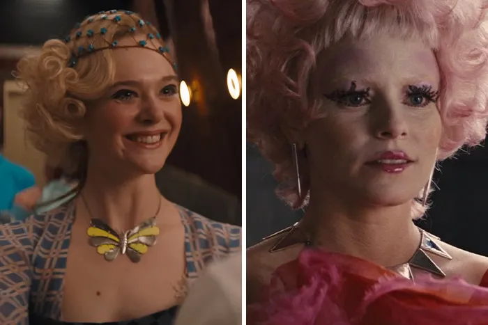 Elle Fanning as Effie Trinket, portrayed in four previous movies by Elizabeth Banks