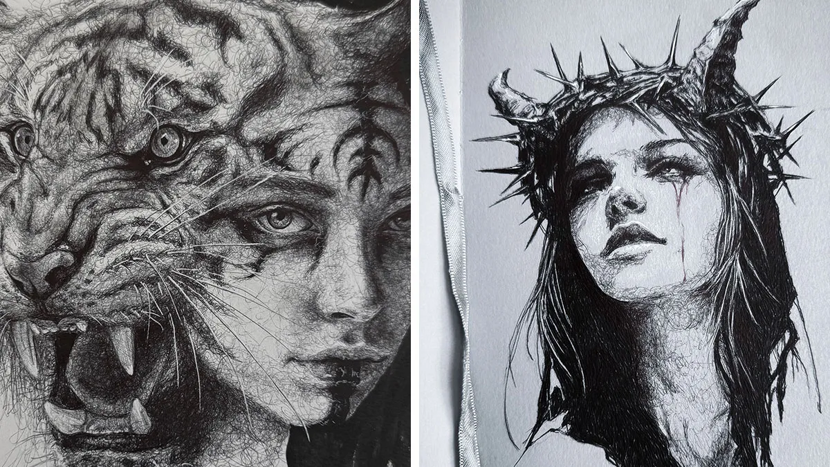 This Las Vegas Artist Blends Horror And Beauty In These Emotional, Unsettling Drawings (35 Pics)