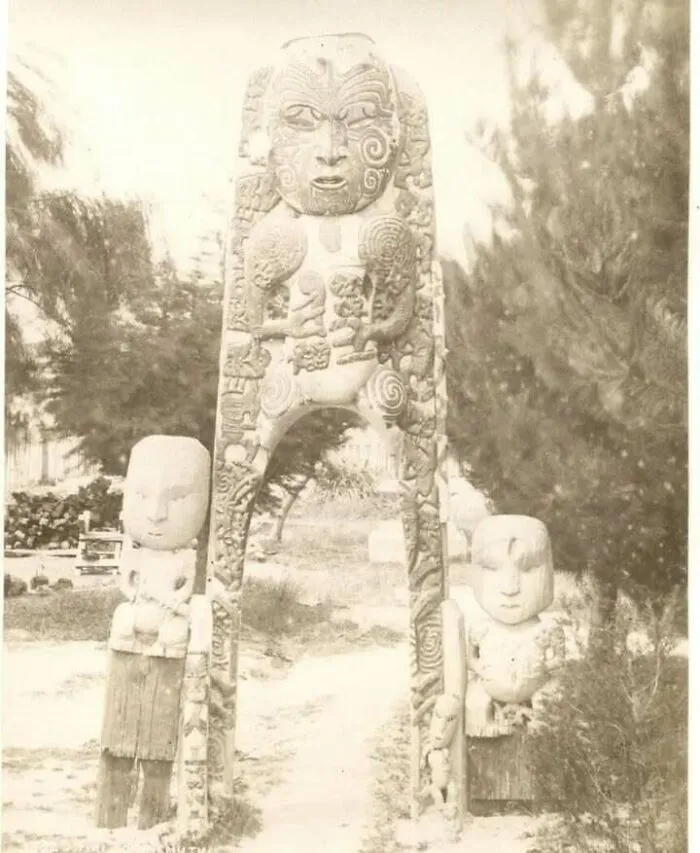 Circa 1880’s Photograph Of A Maori Carving