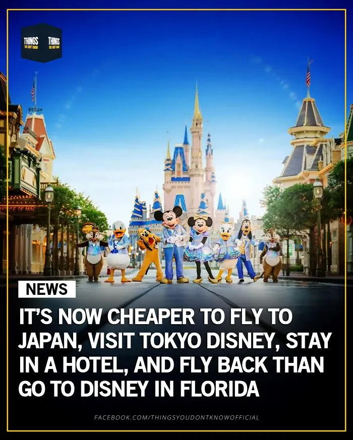 Disney characters in front of castle highlighting facts and stories that make great conversation starters at dinner parties.