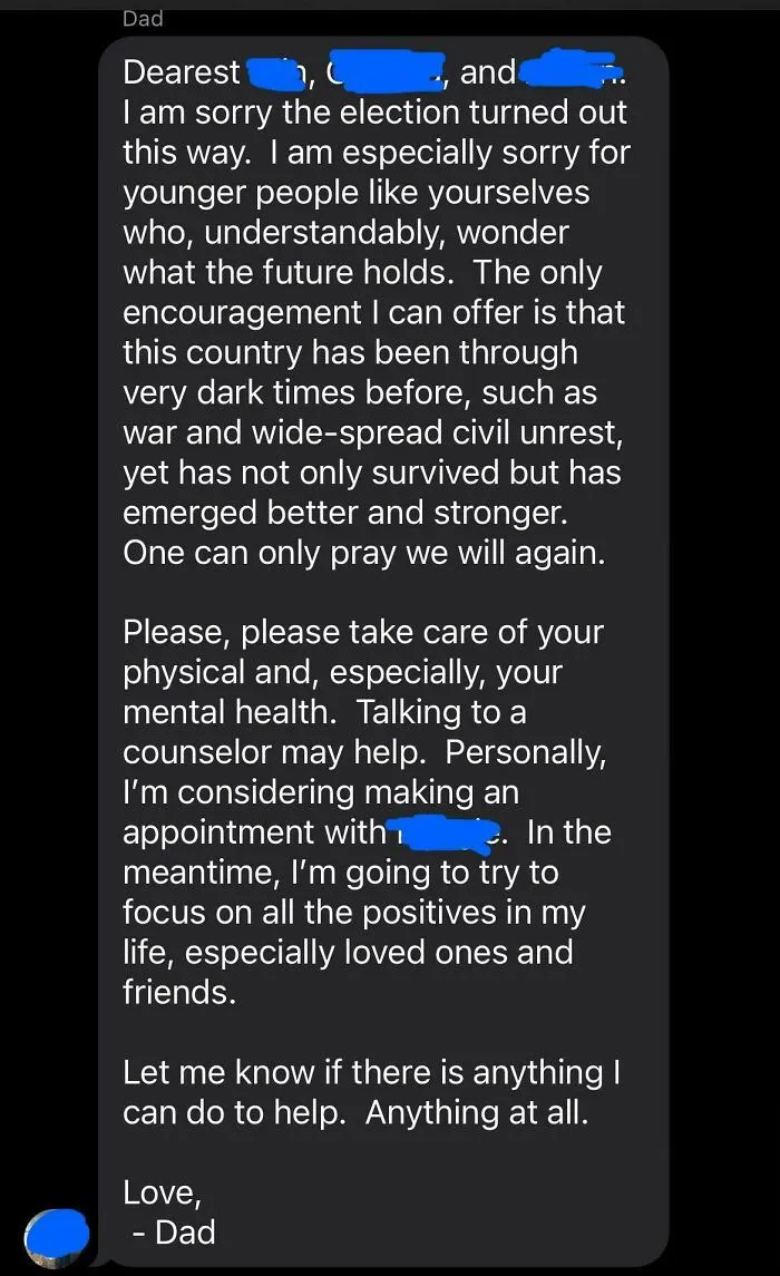 The Text My Dad (The Anti-Boomer) Sent To Me And My Sisters After The Election