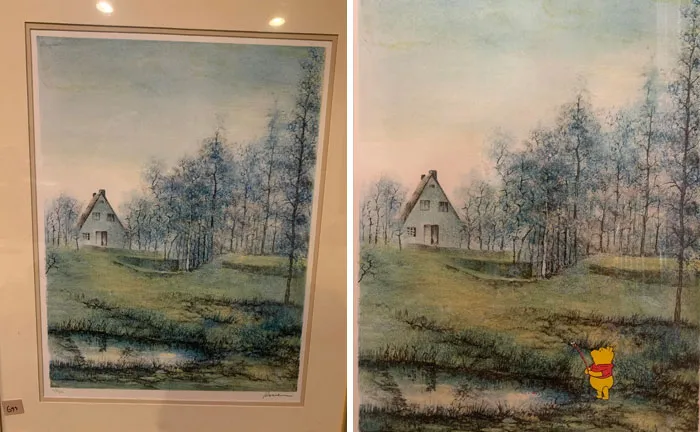 First Time! Added Winnie The Pooh To This Cheap Thrift Shop Painting!
