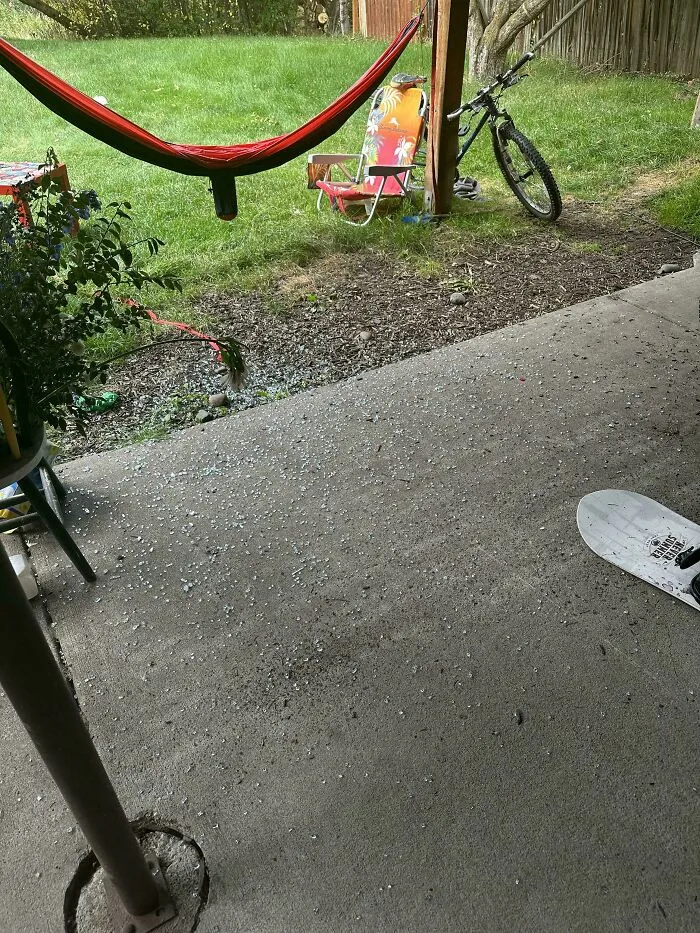 My Landlord’s Glass Table Broke On The Deck Above Our Patio. She Refused To Clean It Because It Was “An Act Of God”