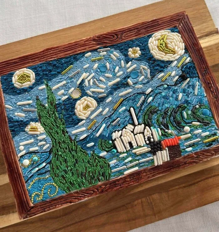 I Had Thousands Of Sprinkles, A Pair Of Tweezers And A Dream. 22 Hours Later, Van Gogh's Starry Night Was Completed