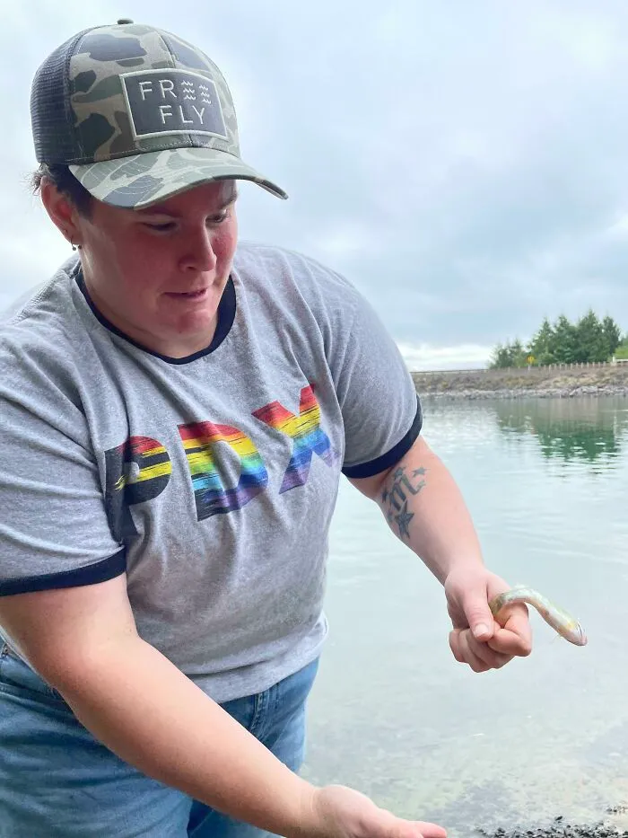 Tried To Take A Picture Of The Tiny Fish She Caught