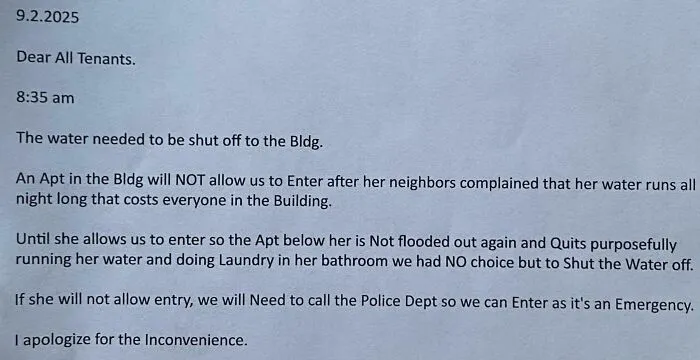 Landlord Shut Off Water To Whole Building