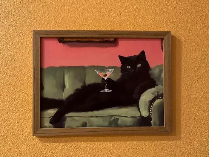 A Piece Of <a Style="Display:inline;" Href="Https://Www.amazon.com/Martini-Eclectic-Cocktail-Painting-Artwork/Dp/B0f741yb4f?ie=utf8&th=1&linkcode=ll1&tag=bpantelope-20&linkid=76e04f6ac91bef58405b3dc18e1bc76d&language=en_us&ref_=as_li_ss_tl" Target="_blank">   <span Style="Font: Inherit; Color: #d74b1f;">  Cat Drinking A Martini Wall Art </Span> Will Give Any Room The Sophisticated, Slightly Chaotic Energy Of A Tiny, Alcoholic Feline Who Is Having A Very Good Day