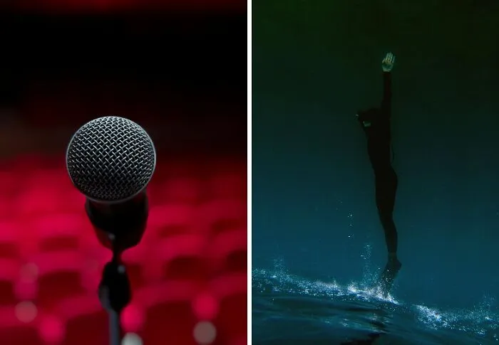 Be forced to speak in public or swim in deep, dark water?