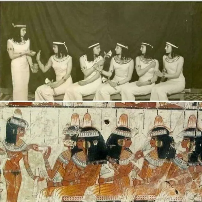 Students Of Ramses College For Girls Wearing Ancient Egyptian Attire In 1934