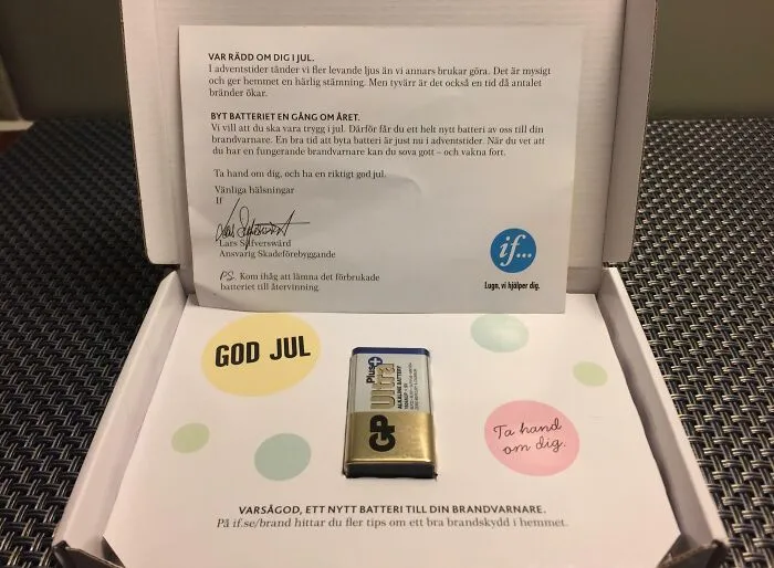 My Insurance Company Sent Me A Christmas Gift. It's A New Battery For My Fire Alarm