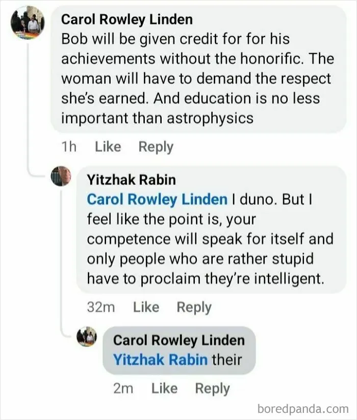 Online comment thread showing a humorous fail of someone trying to correct others, highlighting stupidity attempts.