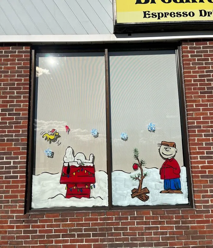 I Free-Hand Painted This On The Windows At My Work Today