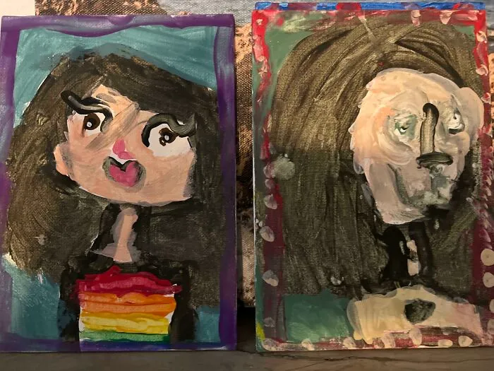 Unas pinturas que hicieron nuestras sobrinas de mi esposa