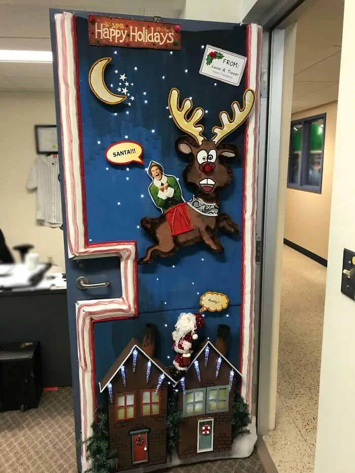 When Christmas Decorations At The Office Are Limited To Doors-Only